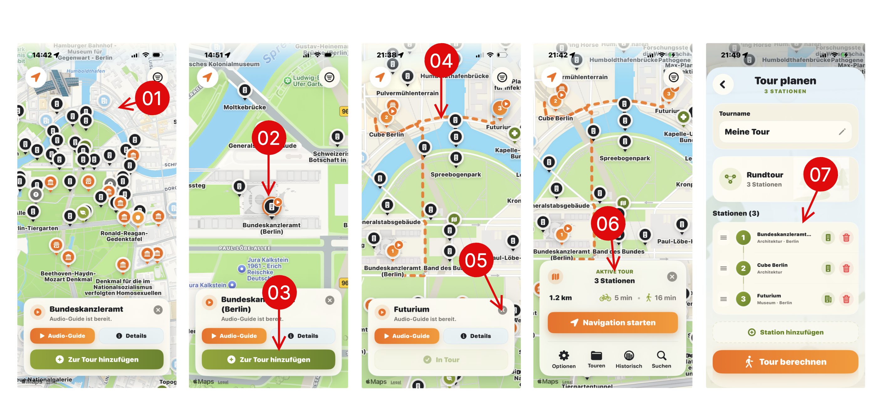 Tutorial-Screenshot: POI-Tour planen